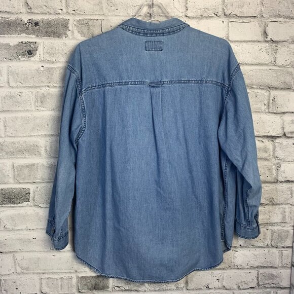 Vintage 90s Embroidered Denim Button Down Cottagecore Shirt - Picture 8 of 16